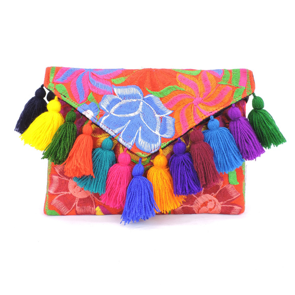 Handmade Boho Crossbody Purse Tassel Embroidered - Picture 1 of 3